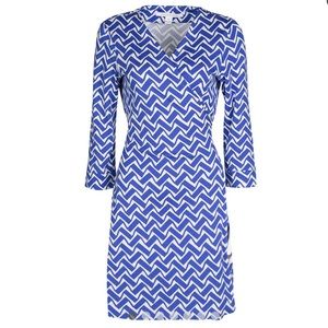 DVF Julian Blue & White Chevron Wrap Dress